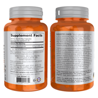 NOW FOODS CREATINE MONOHYDRATE 750 mg - 120 Veg Capsules