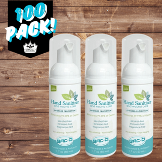 100 PACK:  BAC-D Foaming Hand Sanitizer Spray - Wound Care 2 oz