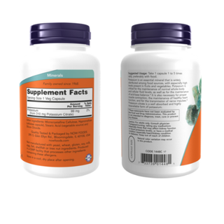 NOW FOODS POTASSIUM CITRATE - 180 Veg Capsules