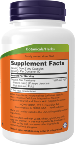 NOW FOODS ACAI 500 mg - 100 Veg Capsules