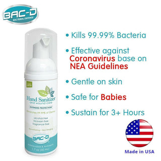 100 PACK:  BAC-D Foaming Hand Sanitizer Spray - Wound Care 2 oz