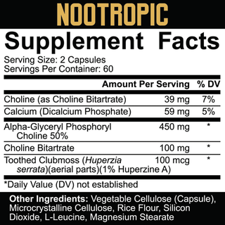 5% Nutrition Core NOOTROPIC - 120 Capsules