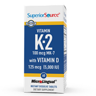 Superior Source K-2 100 mcg (MK-7) with D3 5,000 IU -60 Instant Dissolve Tablets