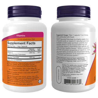 NOW FOODS ASCORBYL PALMITATE 500 mg - 100 Veg Capsules