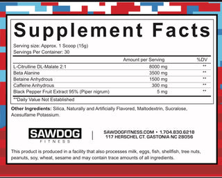 Sawdog Fitness GET SAWED Pre-Workout - 30 Servings