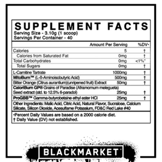 Blackmarket CUTS HEAT STIM-FREE THERMOGENIC - 40 Servings