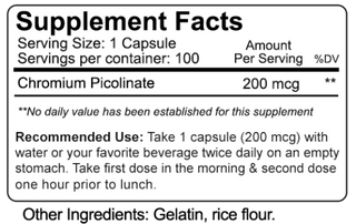 Nutrakey CHROMIUM PICOLINATE - 100 Capsules