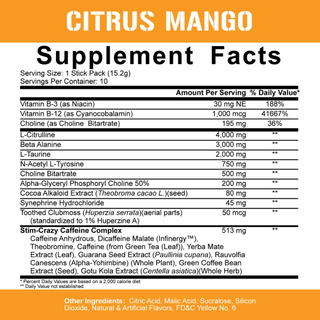 5% Nutrition 5150 Pre-Workout STICK PACKS - 10ct CITRUS MANGO