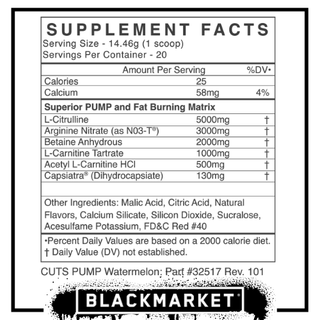 Blackmarket CUTS PUMP THERMOGENIC NO3 - 20 Servings