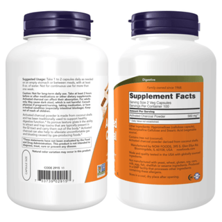 NOW FOODS Activated Charcoal - 200 Veg Capsules