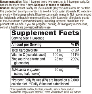 Nature's Way ZINC LOZENGES - 60 Tablets WILD BERRY